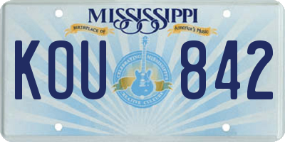 MS license plate KOU842