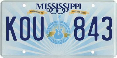 MS license plate KOU843