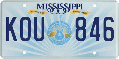 MS license plate KOU846