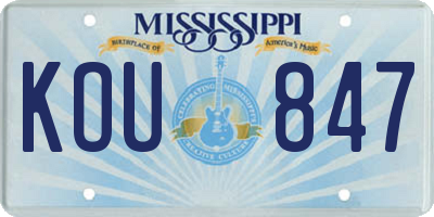 MS license plate KOU847