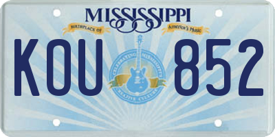 MS license plate KOU852
