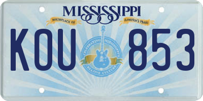 MS license plate KOU853