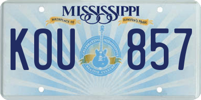 MS license plate KOU857