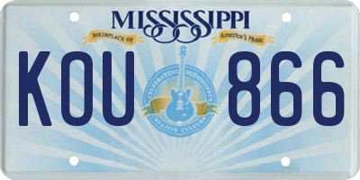 MS license plate KOU866