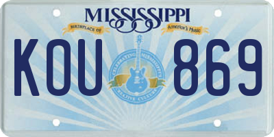 MS license plate KOU869