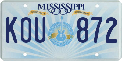MS license plate KOU872