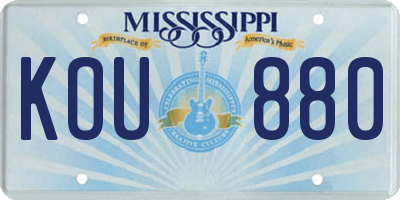 MS license plate KOU880