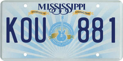 MS license plate KOU881