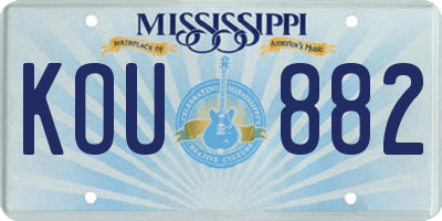 MS license plate KOU882