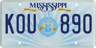 MS license plate KOU890