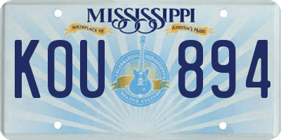 MS license plate KOU894