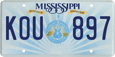 MS license plate KOU897