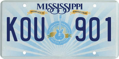 MS license plate KOU901