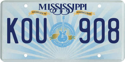 MS license plate KOU908