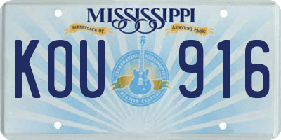 MS license plate KOU916