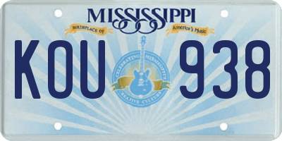 MS license plate KOU938