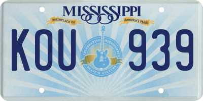 MS license plate KOU939