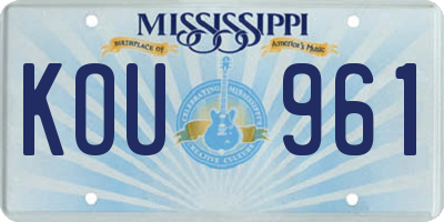 MS license plate KOU961