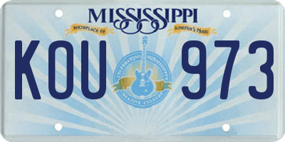 MS license plate KOU973