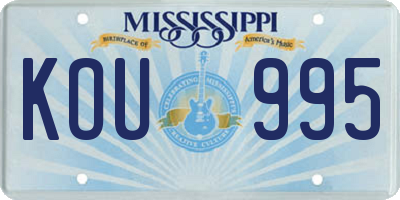 MS license plate KOU995