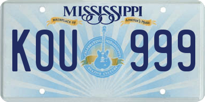 MS license plate KOU999