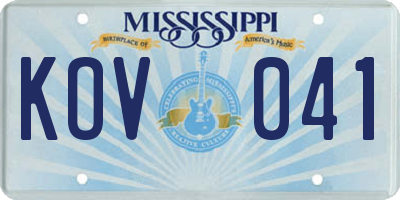 MS license plate KOV041