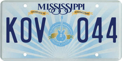 MS license plate KOV044
