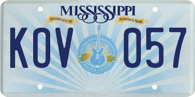 MS license plate KOV057