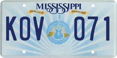 MS license plate KOV071