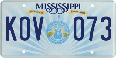 MS license plate KOV073