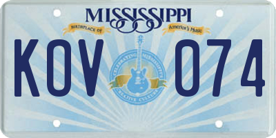 MS license plate KOV074