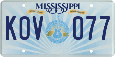 MS license plate KOV077