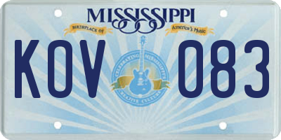MS license plate KOV083