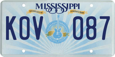 MS license plate KOV087