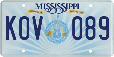 MS license plate KOV089