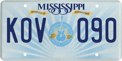 MS license plate KOV090