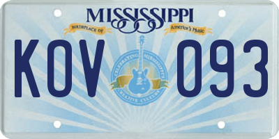 MS license plate KOV093