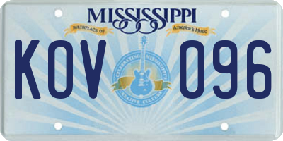 MS license plate KOV096