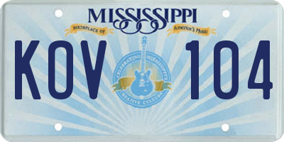 MS license plate KOV104