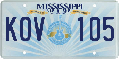 MS license plate KOV105