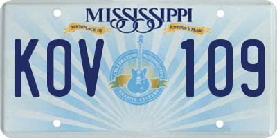 MS license plate KOV109