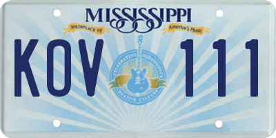 MS license plate KOV111