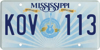 MS license plate KOV113