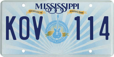 MS license plate KOV114