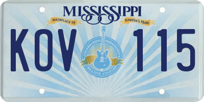 MS license plate KOV115