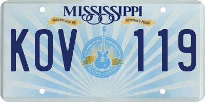 MS license plate KOV119