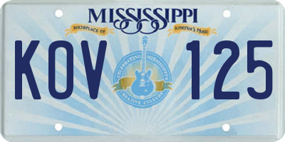 MS license plate KOV125