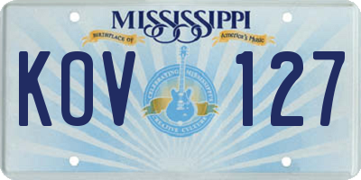 MS license plate KOV127