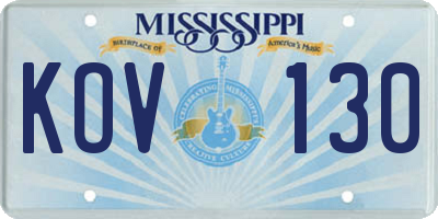 MS license plate KOV130