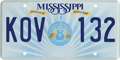 MS license plate KOV132